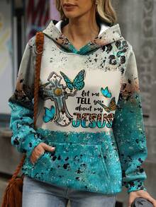 大码女式蝴蝶标语印花卫衣 - 彩色 - 查看 5