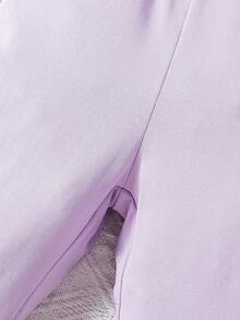 Baby Girls' Solid Color Suspender Jumpsuit With Heart Applique - Purple - View 6