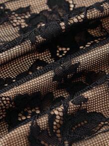 SHEIN MOD 女士甜心領花邊短上衣 - 黑色 - 查看 3