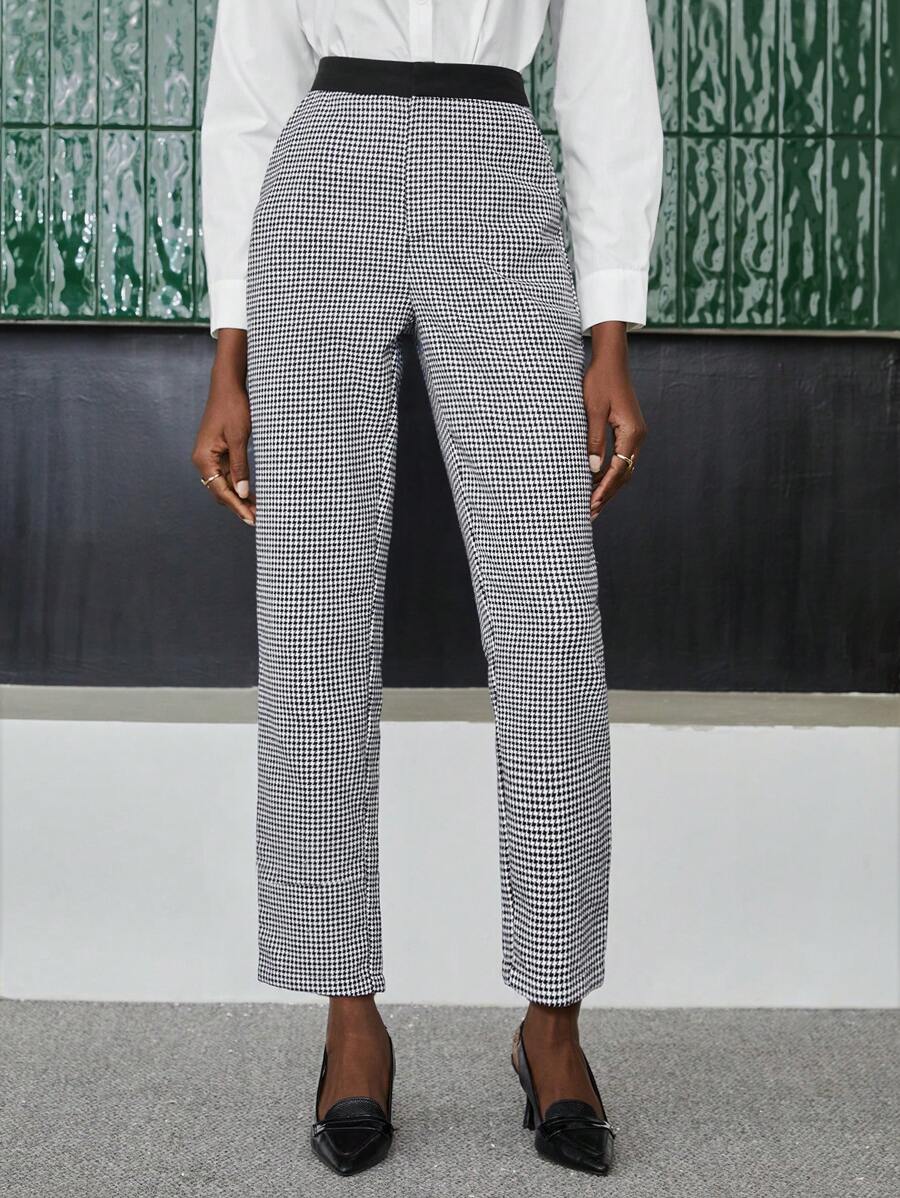 BizChic 女式高腰格紋西裝褲