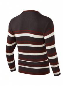 Manfinity Homme Men's Striped Cardigan Sweater With Front Button Closure - Grey - View 2