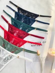 7pcs/Set Women's Seamless Contrast Lace G-String Panties Sexy Lingerie - Multicolor - View 6