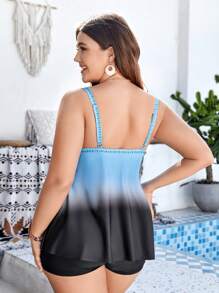 Swim Lushoire Conjunto De Traje De Baño Tankini Impreso Con Patrón Y Con Talla Grande - Multicolor - Ver 2