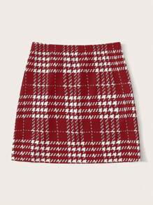 SHEIN EZwear 大码针织格子裙