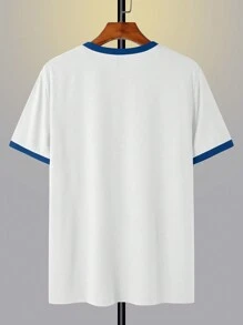 Manfinity Hypemode Men's Color Block Tee With Letter Print And Contrast Trim