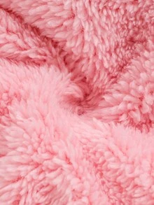 SHEIN 嬰兒女孩休閒粉色柔軟中長款家居外套和頭箍套裝 - 粉色 - 查看 3