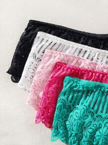 SHEIN Women's Lace Triangle Panties 5pcs/set Combination - Multicolor - View 4