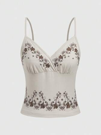 Hippie Damen-camitop Mit Blumenstickerei
