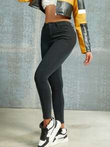 Apperloth A 斜口袋高腰保暖緊身褲 - 黑色 - 查看 7