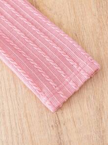 SHEIN Cô gái Tay áo dài Áo cao cổ Áo thun Với Co giãn Thoải mái , 2 Miếng - Hồng - Xem 5