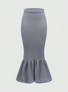 SHEIN Unity Gray Mermaid Hem Skirt - Grey - View 1