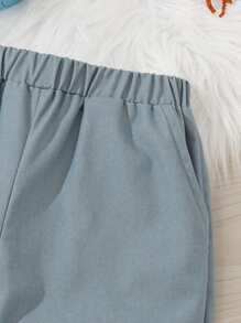 Bộ 2 áo sơ mi dệt cổ đứng thường ngày cho bé trai và quần chun, vải nỉ, dày - Nhiều màu - Xem 4