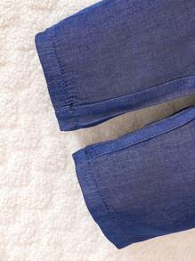 男婴熊图案二合一上衣和牛仔效果裤套装 - 藍色 - 查看 3