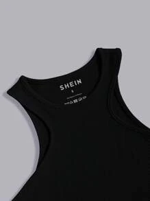 INAWLY Women's Solid Color Tank Top For Summer - Black - View 3