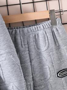 SHEIN Tween Boy Letter Texture Fabric Sweatshirt, Sweatpants And Backpack Multi-Piece Set Chic Outfits For Autumn/Winter