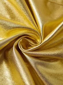 SHEIN ICON Gold Elastic Pu Women's Top - Gold - View 7