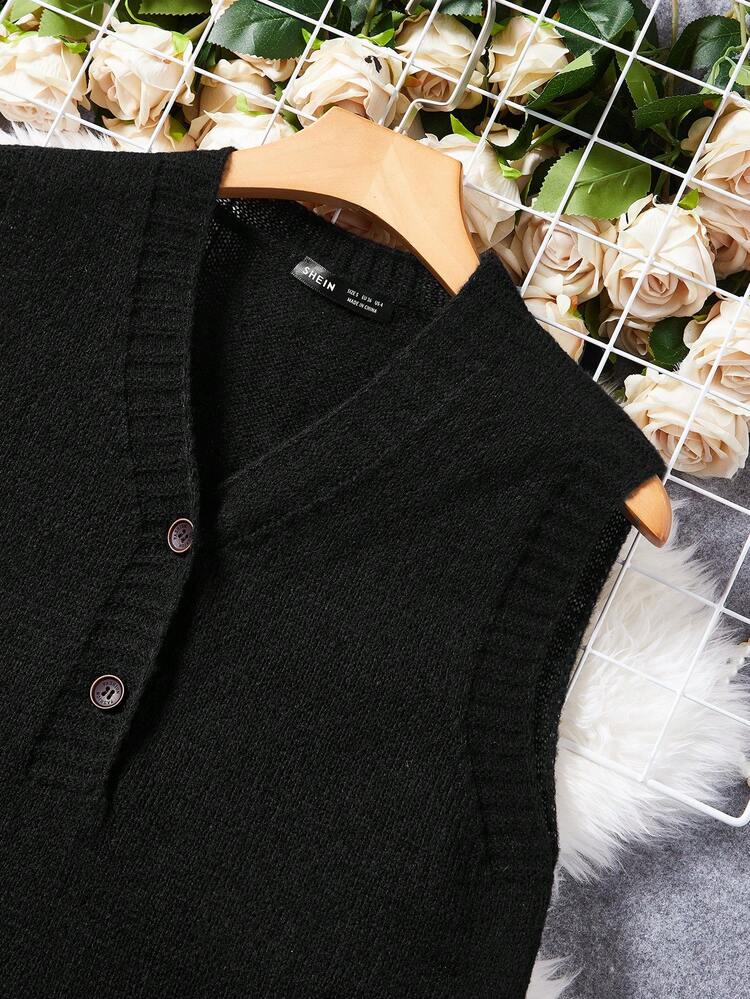 Women's Solid Color Half Button Down Sweater Dress