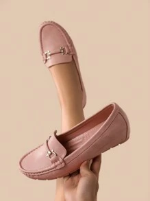 Women's Fashionable Height Increasing Loafers - Pink - View 4