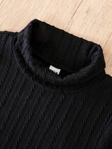 SHEIN Cô gái Tay áo dài Áo cao cổ Áo thun Với Co giãn Thoải mái , 2 Miếng - Hồng - Xem 3