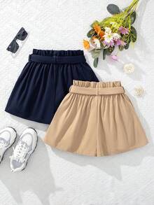 Cô gái Đúng mốt vui tươi Tim Dệt Màu thuần Ngắn Quần short - Nhiều màu - Xem 2