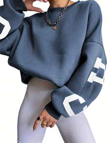 INAWLY Langarm Sweatshirt Mit Text Muster Für Lässige Anlässe