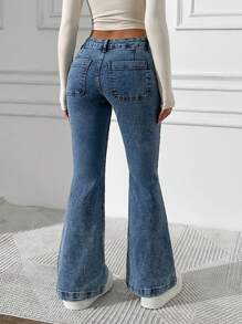 EURMUSE Women's Flared Jeans - Blue - View 2