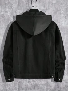 Manfinity RebelGame Chaqueta de jean con capucha de corte holgado para hombre con diseño 2 en 1 - Negro - Ver 2
