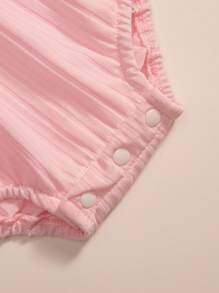 女嬰拼色荷葉邊細部長袖連身衣 - 粉色 - 查看 5