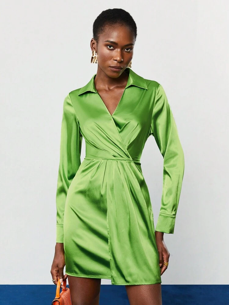 SHEIN Maija 여성용 웨이븐 질감 셔츠 드레스