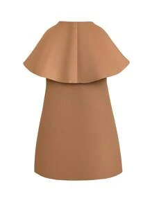 SHEIN LUNE Kích thước lớn Màu thuần Len áo Với Cổ áo thác nước - Màu Khaki - Xem 2