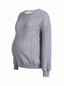 SHEIN Maternity Solid Color Sweatshirt 3pcs/Set, For Winter - Multicolor - View 3