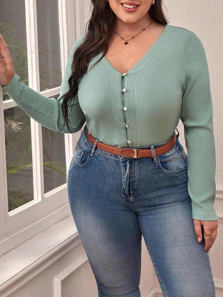 Plus Size Women's Striped Long Sleeve T-shirt