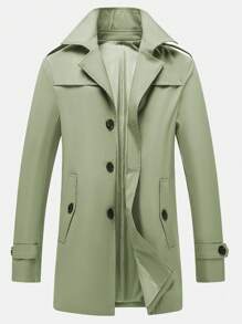 Manfinity Homme Nam Cổ áo tây Có nút Áo khoác Trench - màu xanh lá - Xem 1