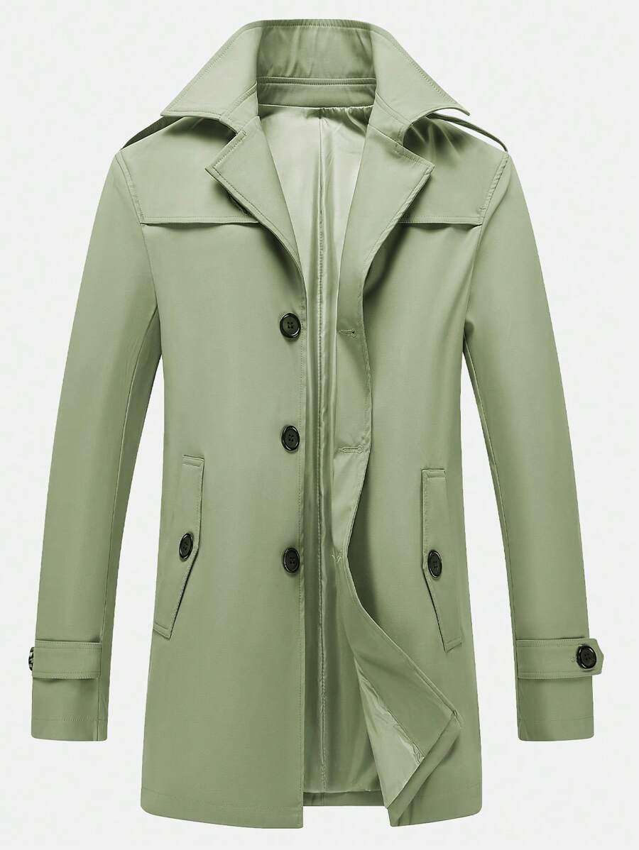 Manfinity Homme Nam Cổ áo tây Có nút Áo khoác Trench - màu xanh lá - Xem 1