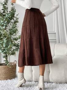 SHEIN LUNE 女式純色針織毛衣裙 - 咖啡棕 - 查看 2