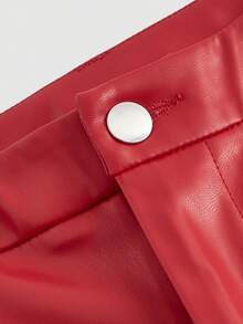 SHEIN MOD Của phụ nữ Màu thuần Rộng chân Quần Với Nghiêng Túi - Đỏ - Xem 3