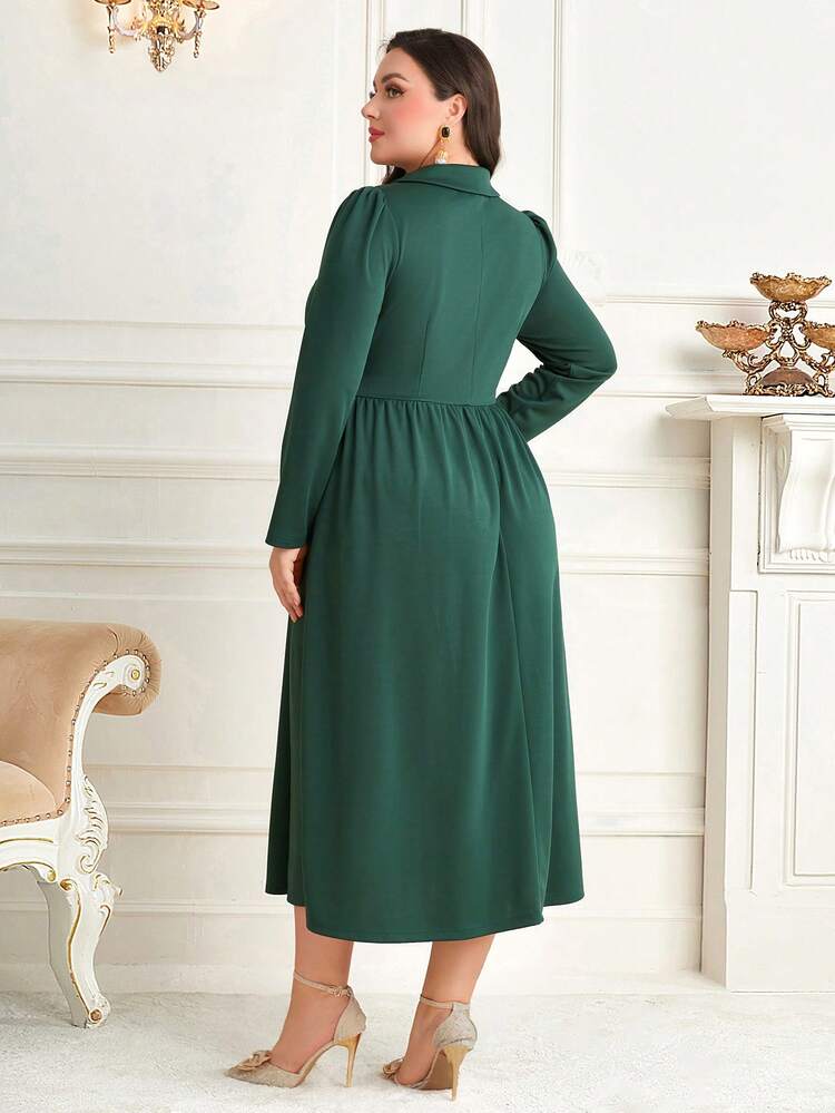 Plus Size Faux Button A-line Dress