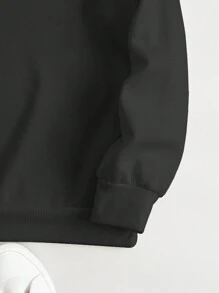 SHEIN EZwear Text And Skull Printed Round Neck Casual Sweatshirt - Black - View 4