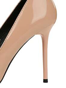 European And American Style Patent Leather High Heels For Women, Pointed Toe With Metal Decor & Large Rhinestone Buckle For Banquet - Apricot - View 7