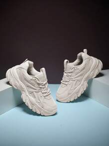 運動老爹鞋適用於女士前綁帶戶外運動鞋 - 米色 - 查看 4