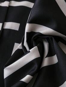 SHEIN LUNE Plus Size Alphabet Printed Shirt - Black - View 3