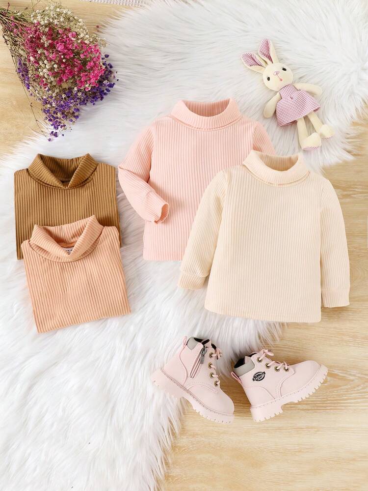 Baby Boy 4pcs Solid Turtleneck Tee