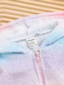 SHEIN Trẻ sơ sinh Cô gái Giải trí Macaron Màu sắc Lông cừu áo có mũ Áo khoác & Quần Bộ Với Hình trái tim Túi - Nhiều màu - Xem 12