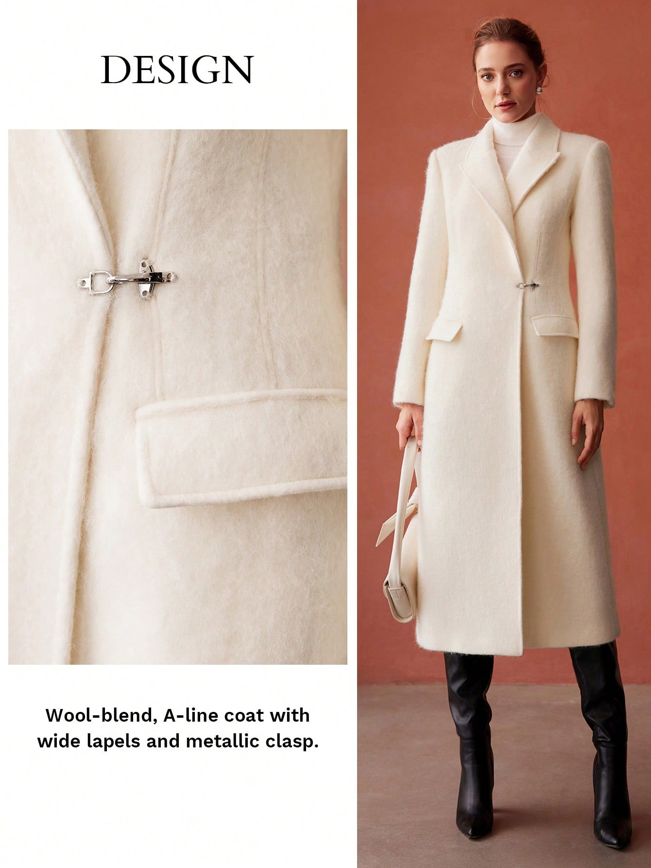 【美品・タグ付き】Herlipto Odette Wool-Blend Coat 美品・タグ付き】Herlipto Odette Wool-Blend Coat