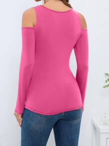 SHEIN Essnce Women's Solid Color Sleeveless T-shirt - Hot Pink - View 2