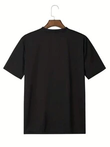 Men's Letter And Flame Printed Short Sleeve T-shirt - Black - View 2