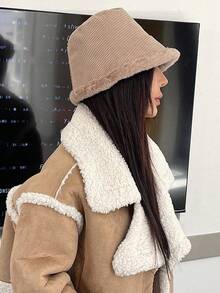 DAZY Minimalist Warm Bucket Hat - Khaki - View 4