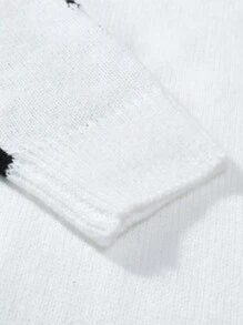 Manfinity Hypemode 男士拼色下垂肩毛衣 - 白色 - 查看 4