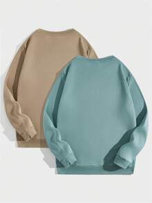 Manfinity NiteLyfe Nam Màu thuần Dệt kim Giải trí Vòng cổ Áo nỉ - Nhiều màu - Xem 2