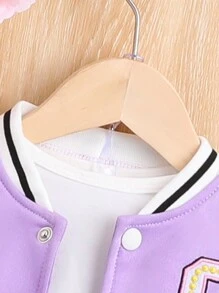 Em bé Cô gái Đúng mốt Phong cách đường phố Ngoài trời Bóng chày Với Mô hình hoa , Mùa thu - Màu tím - Xem 5